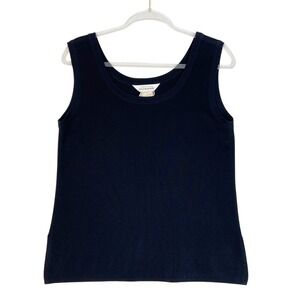 Exclusively Misook Sleeveless Knit Tank Top Womens Large Black Classic Acrylic